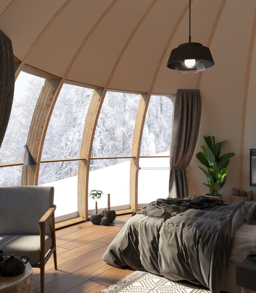 Визуализация интерьера геокупола для Freedome на белом фоне