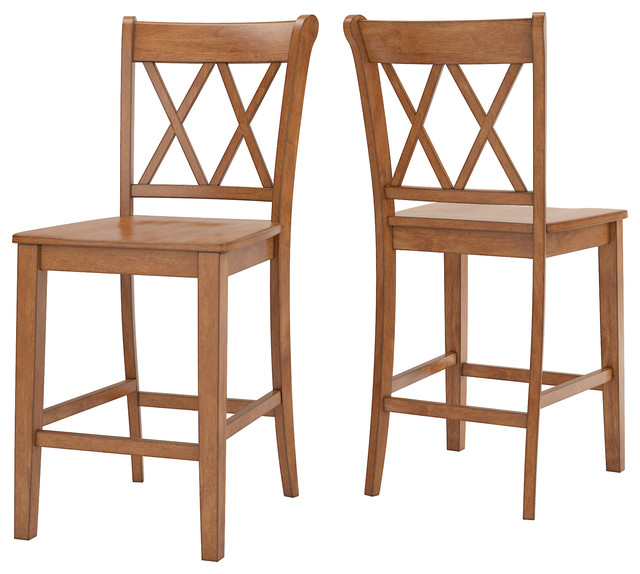 Arbor Hill X Back Counter Chair Set Of 2 Oak