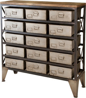 Langley Industrial 15-Drawer Accent Chest - Industrial - Accent Chests ...