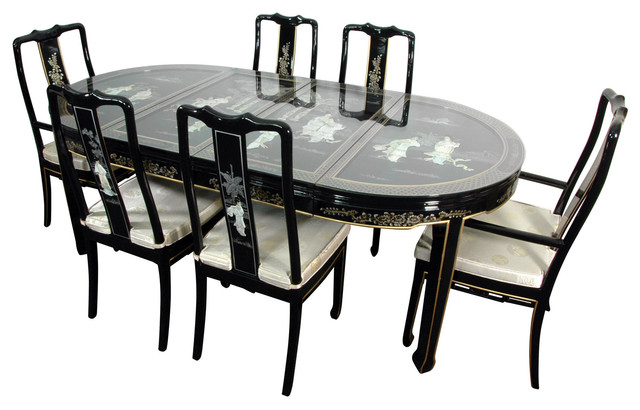 Black Lacquer Dining Room Furniture / Black Lacquer Italian Made Dining Table Aurora Colorado AHARM / Set 6 black lacquer and gold regency modern dining chairs.