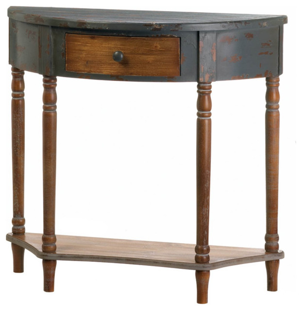 Wood HalfMoon Hall Table Traditional Console Tables by