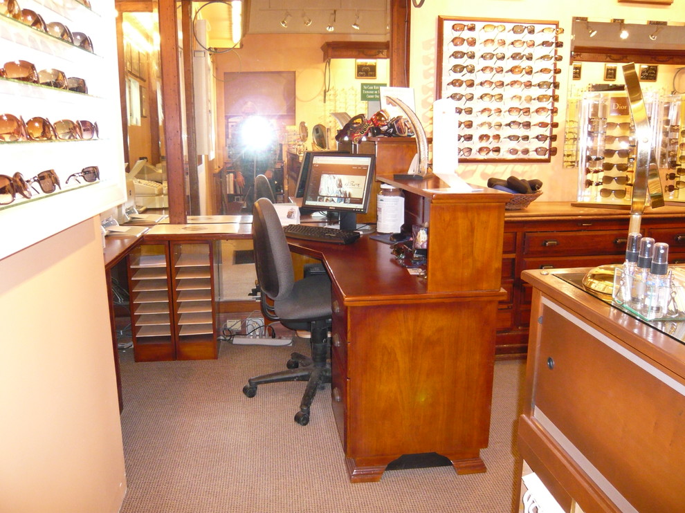 The Optical Center. display cases and desk.
