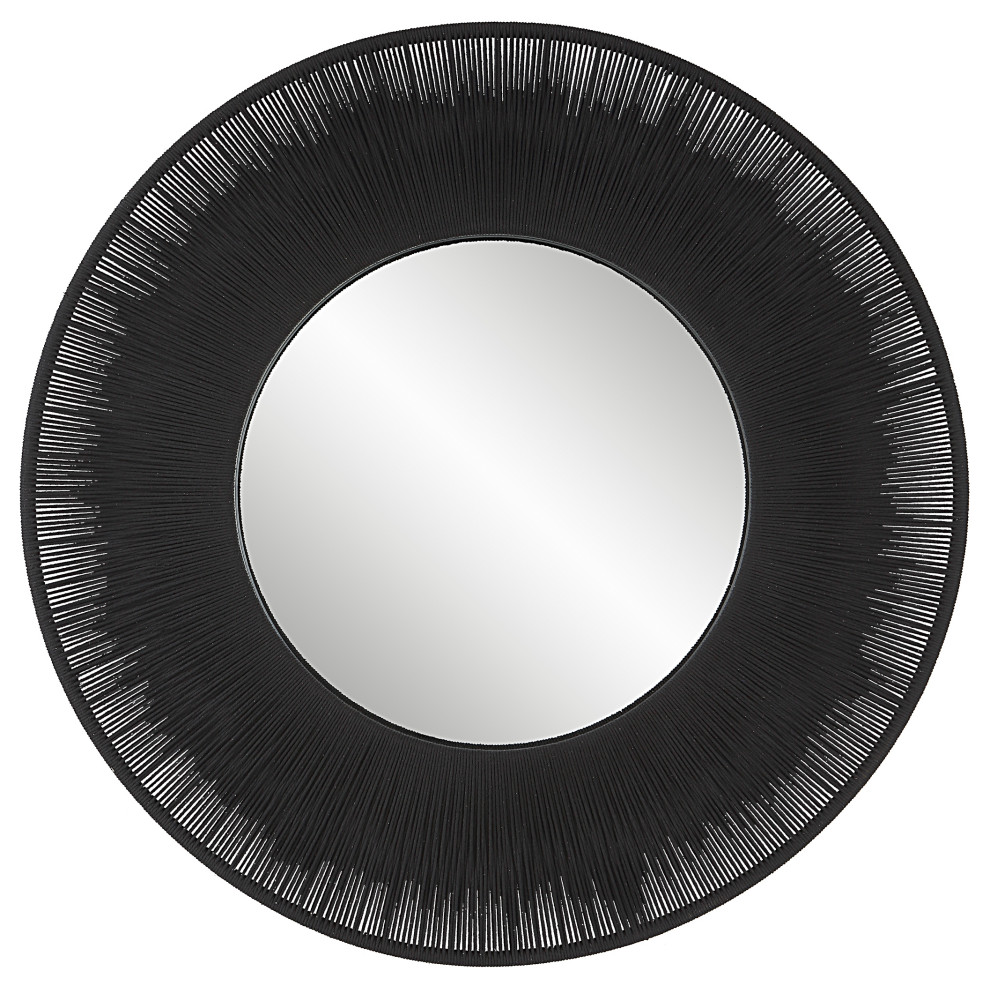 Sailor's Knot Black Round Mirror Contemporary Wall Mirrors by