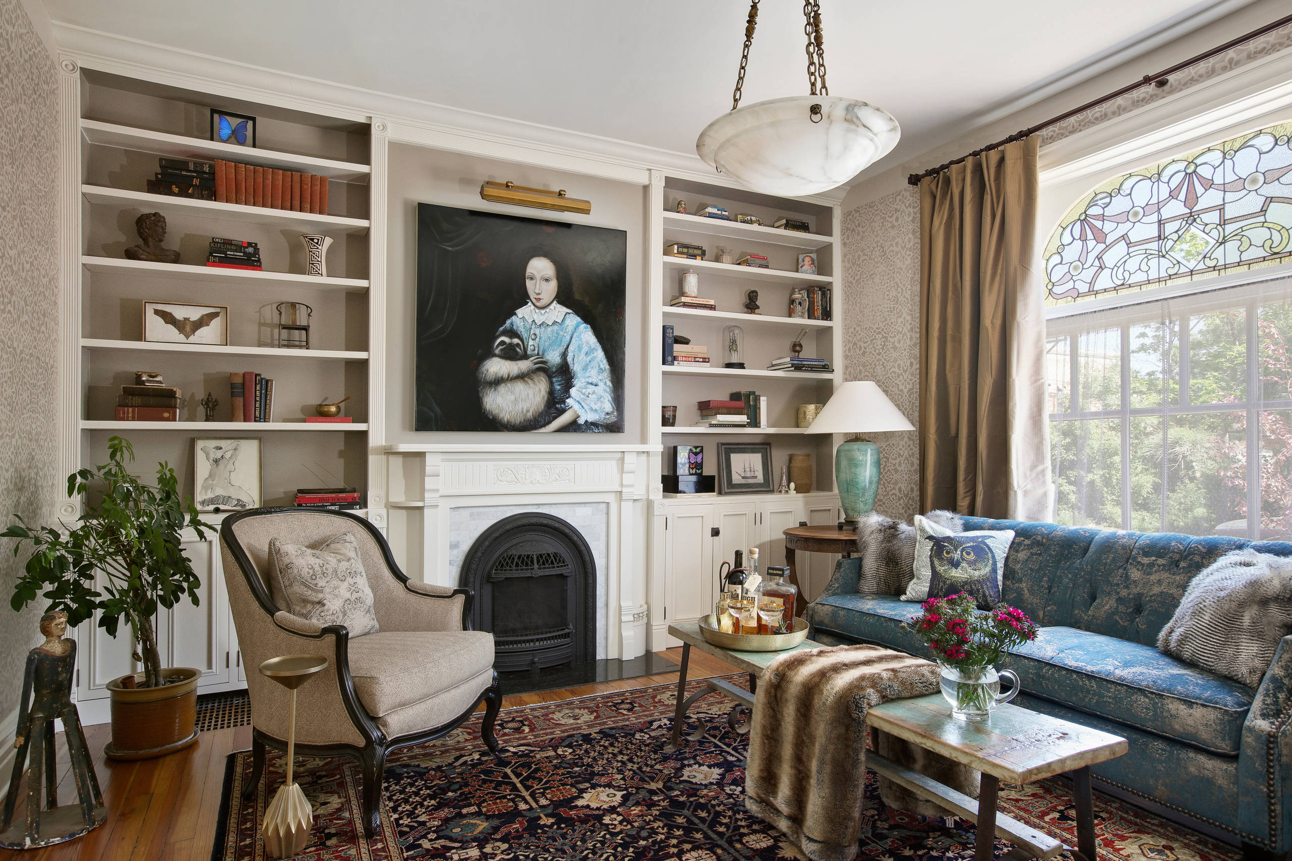 75 Beautiful Victorian Living Room With A Wood Stove Pictures