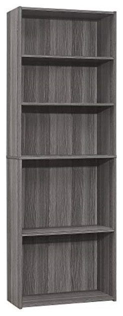 Monarch Specialties I BOOKCASE-72 H/Grey with 5 Shelves Bookcase, Gray