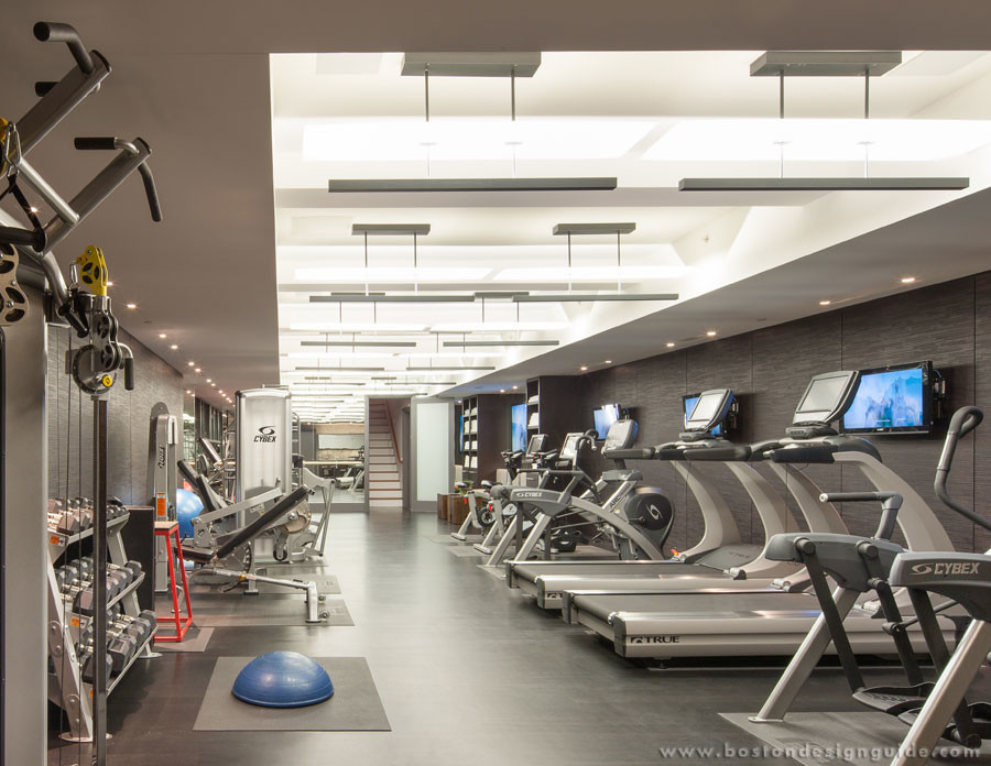 Modern home gym in Boston.