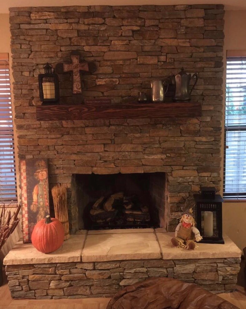Interior Spaces - Traditional Rustic Fireplace remodel
