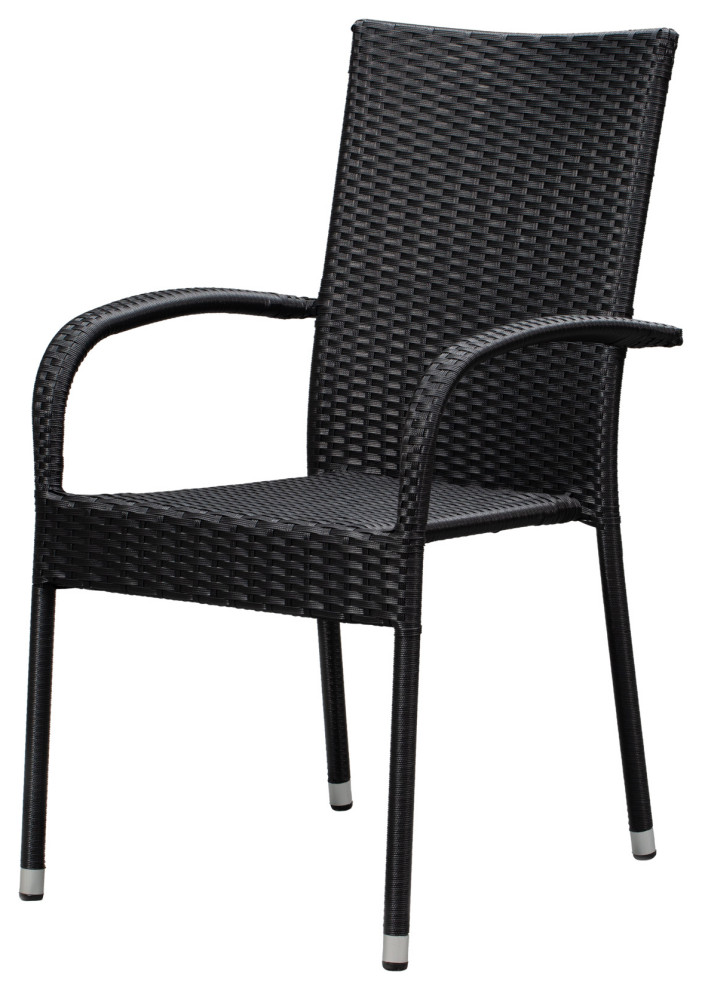 Outdoor Wicker Chair Black Set Of 4 Tropical Outdoor