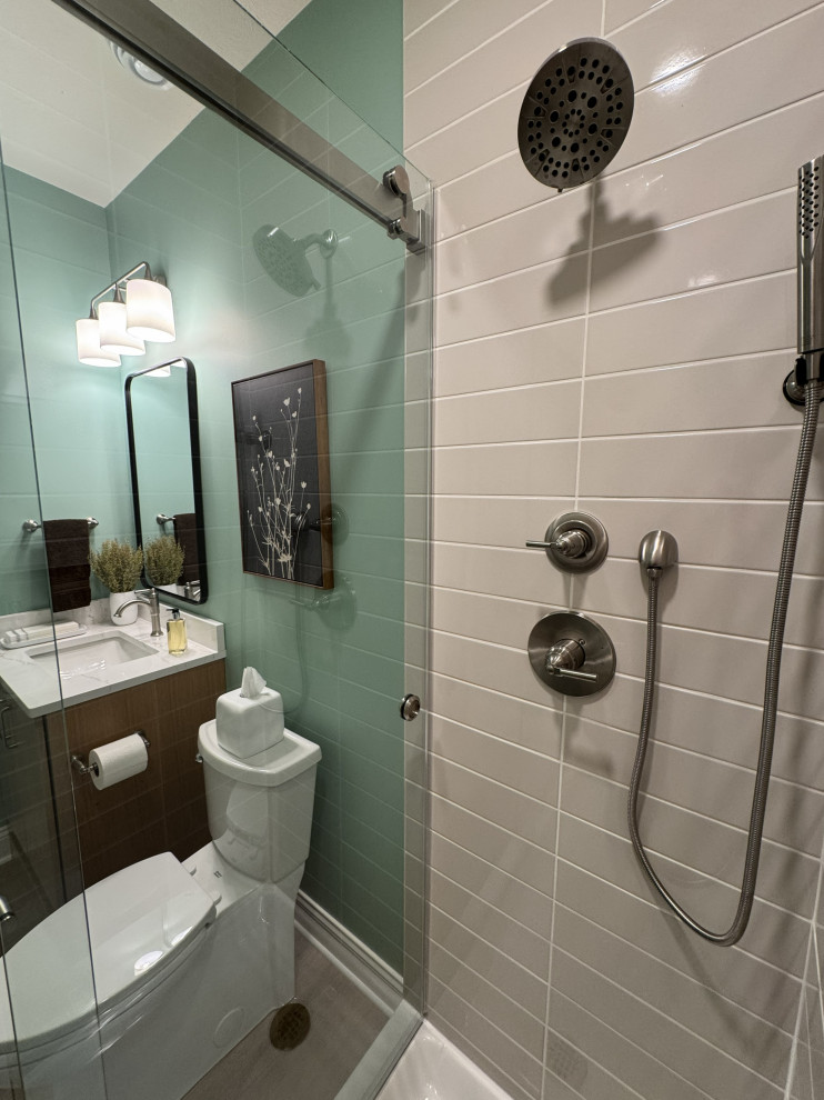 Modern Basement Bathroom with Rift-Cut Oak Vanity