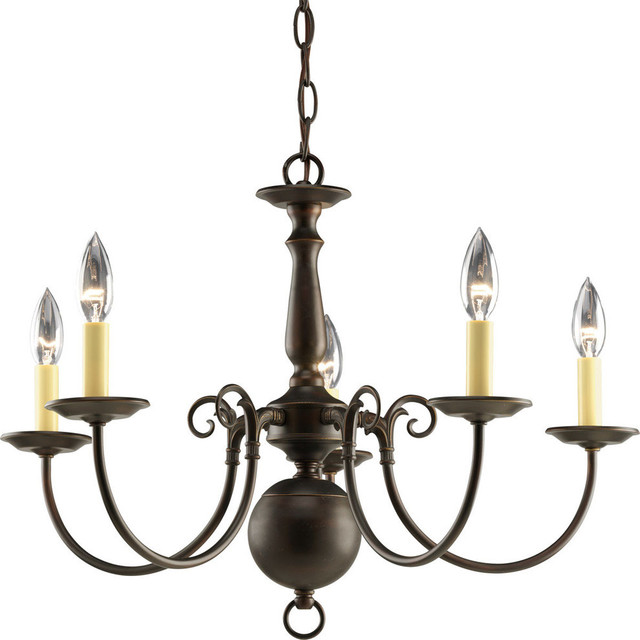 5-Light Chandelier, Antique Bronze With Ivory Candle ...
