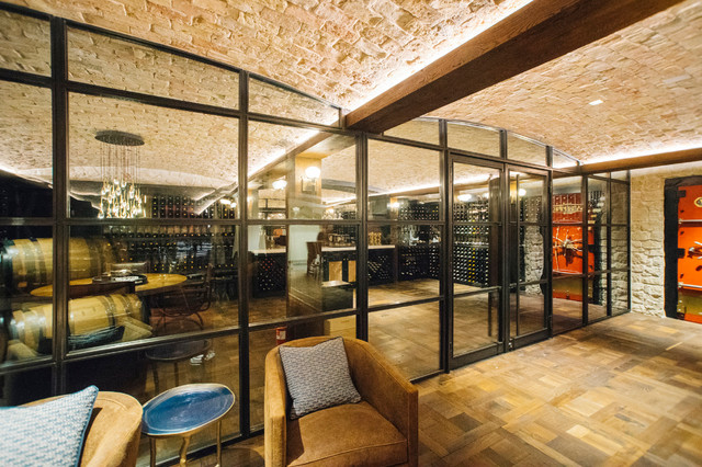 Corona Del Mar Newport Beach Custom Wine Cellar Backlit