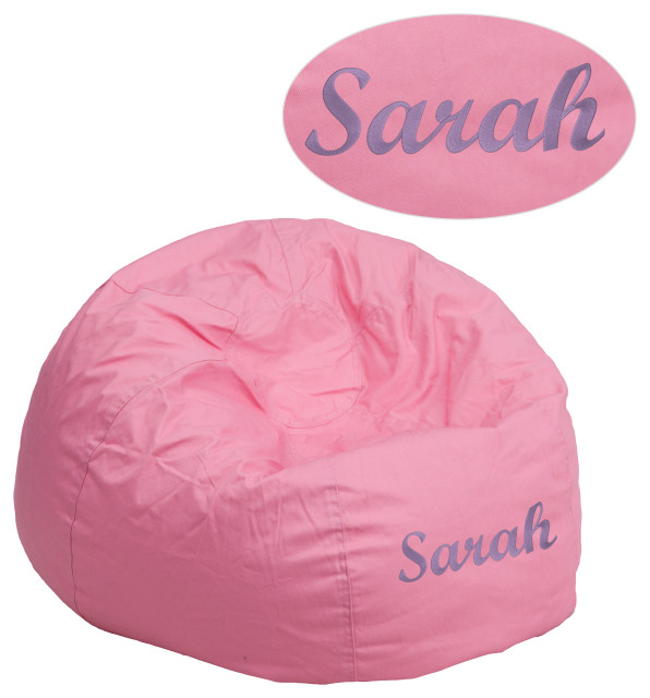 Personalized Small Solid Light Pink Bean Bag Chair for Kids and Teens