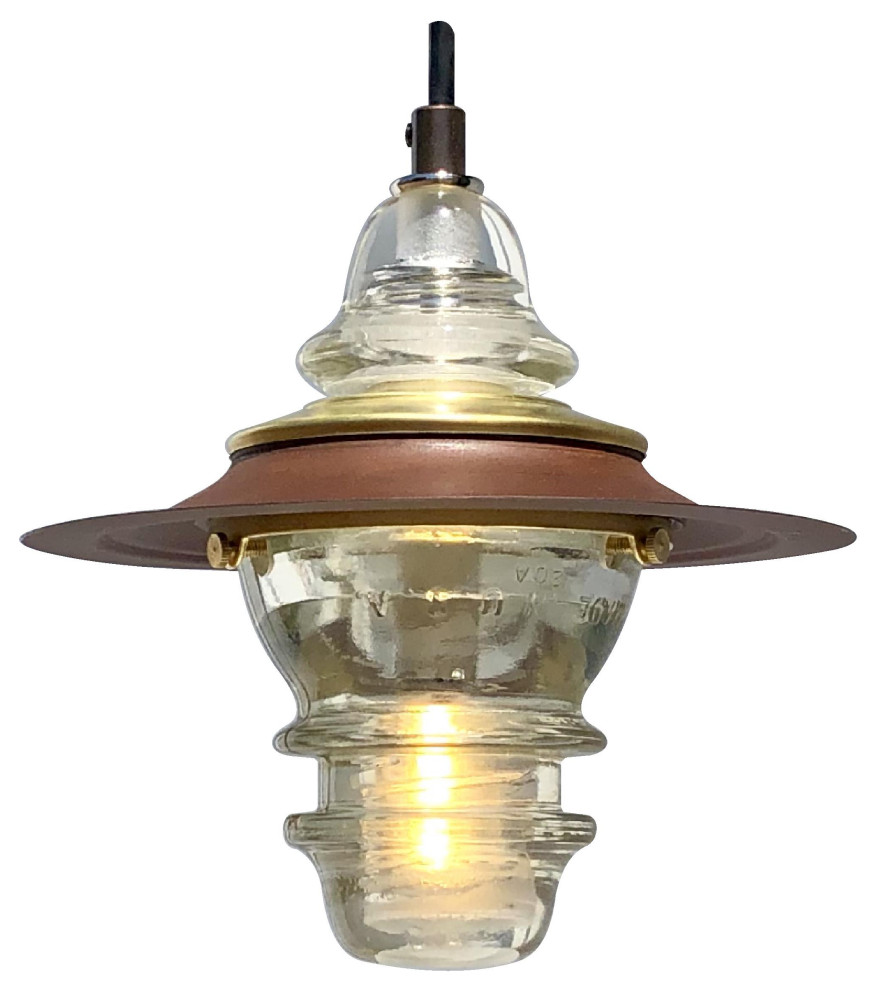 Insulator Light Lantern Pendant Metal Hood, 120V, 6W 500 Lumens dimming