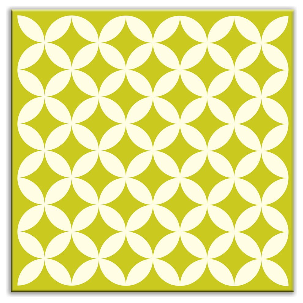 4.25"x4.25" Folksy Love Satin Decorative Tile, Needle Point Avocado