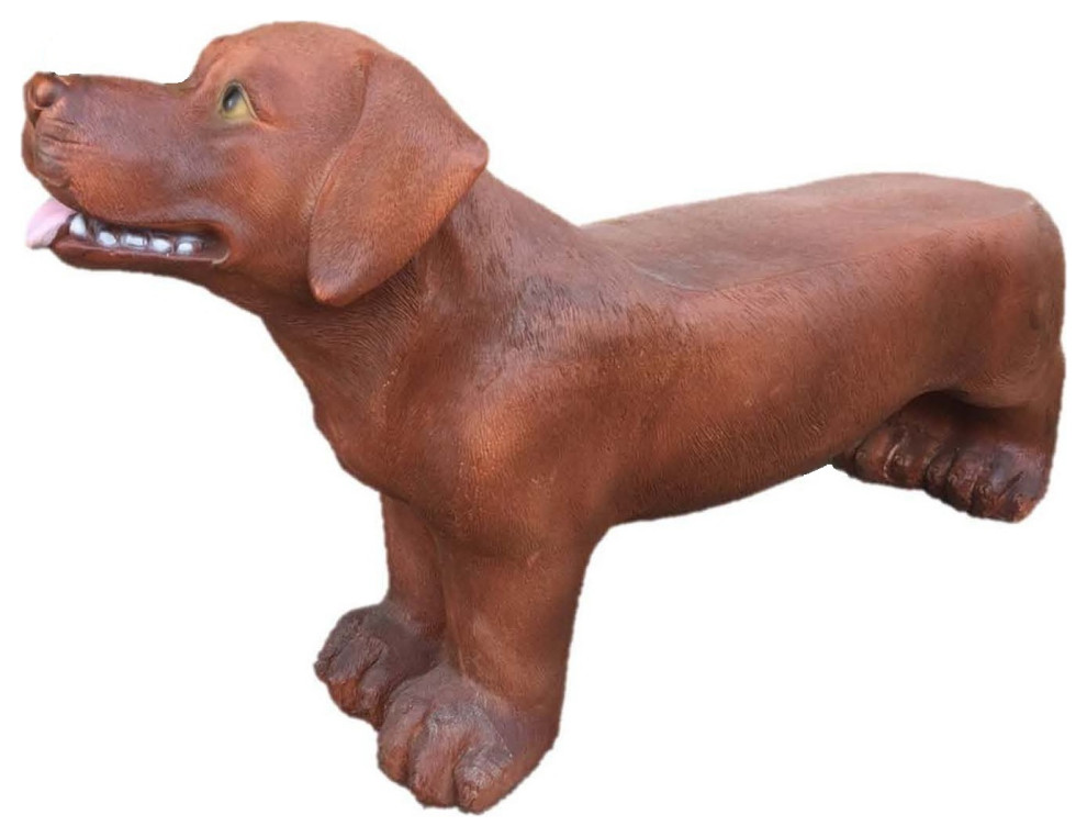 32" Chocolate Labrador Bench Contemporary Outdoor Benches by