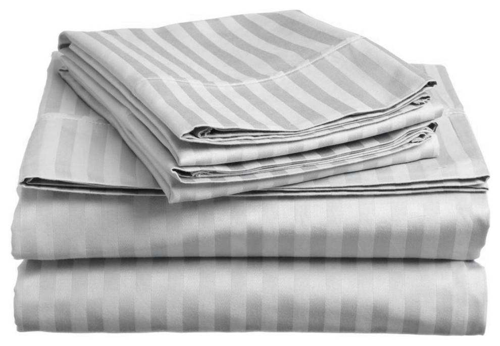 Lux Decor Collection Ultra-Soft Luxury 4 Piece Bed Sheet, Gray, Full