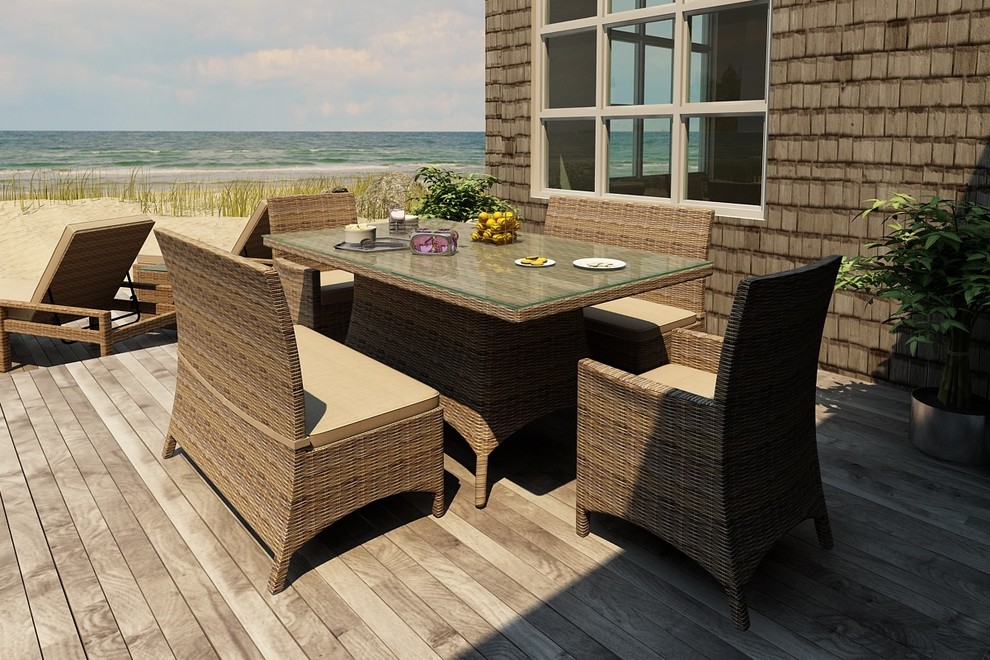 Deck - mid-sized side yard deck idea in Denver with decking and no cover