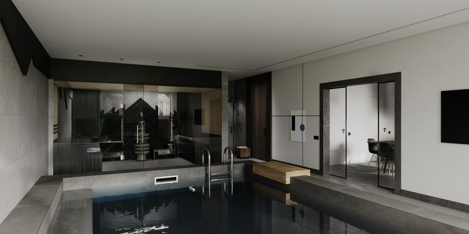 Зал с бассейном в проекте Дом-Баня