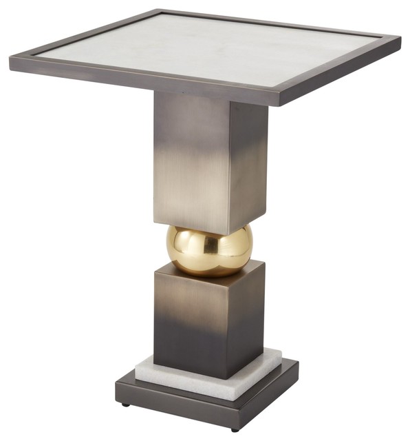 Squeeze Contemporary Bronze And White Marble Square Accent Table Squeeze Contemporary Bronze And White Marble Square Accent Table Side Tables End By Innovations Designer Home Decor