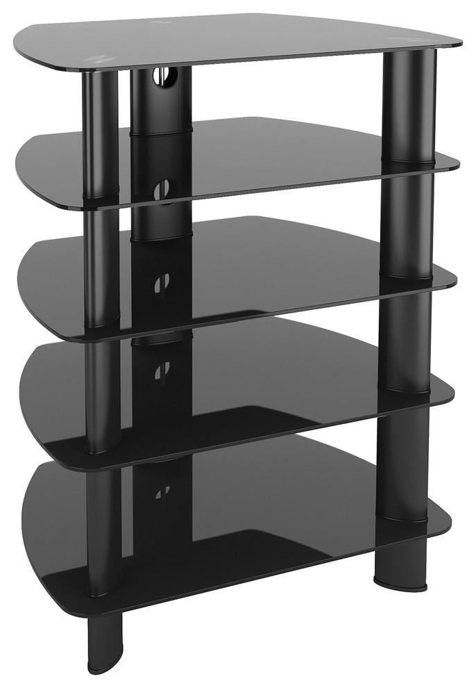 Corliving Trl801C Laguna Satin Black Glass Component Stand