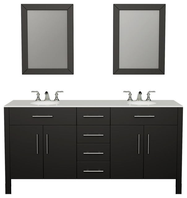Espresso Double Basin Sink Vanity, Amare 60 Double Bathroom Vanity