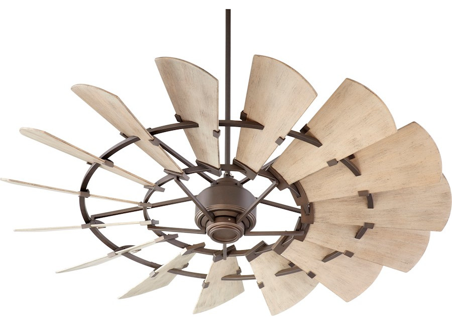 Quorum 60' 15 Blade Windmill Ceiling Fan, Oiled Bronze Farmhouse
