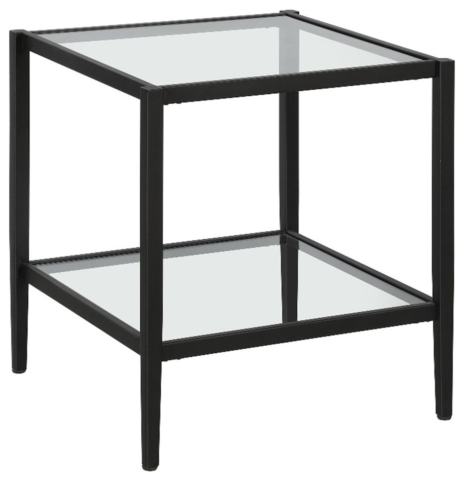 Henn&Hart 20" Blackened Bronze Metal/Glass Side Table Transitional
