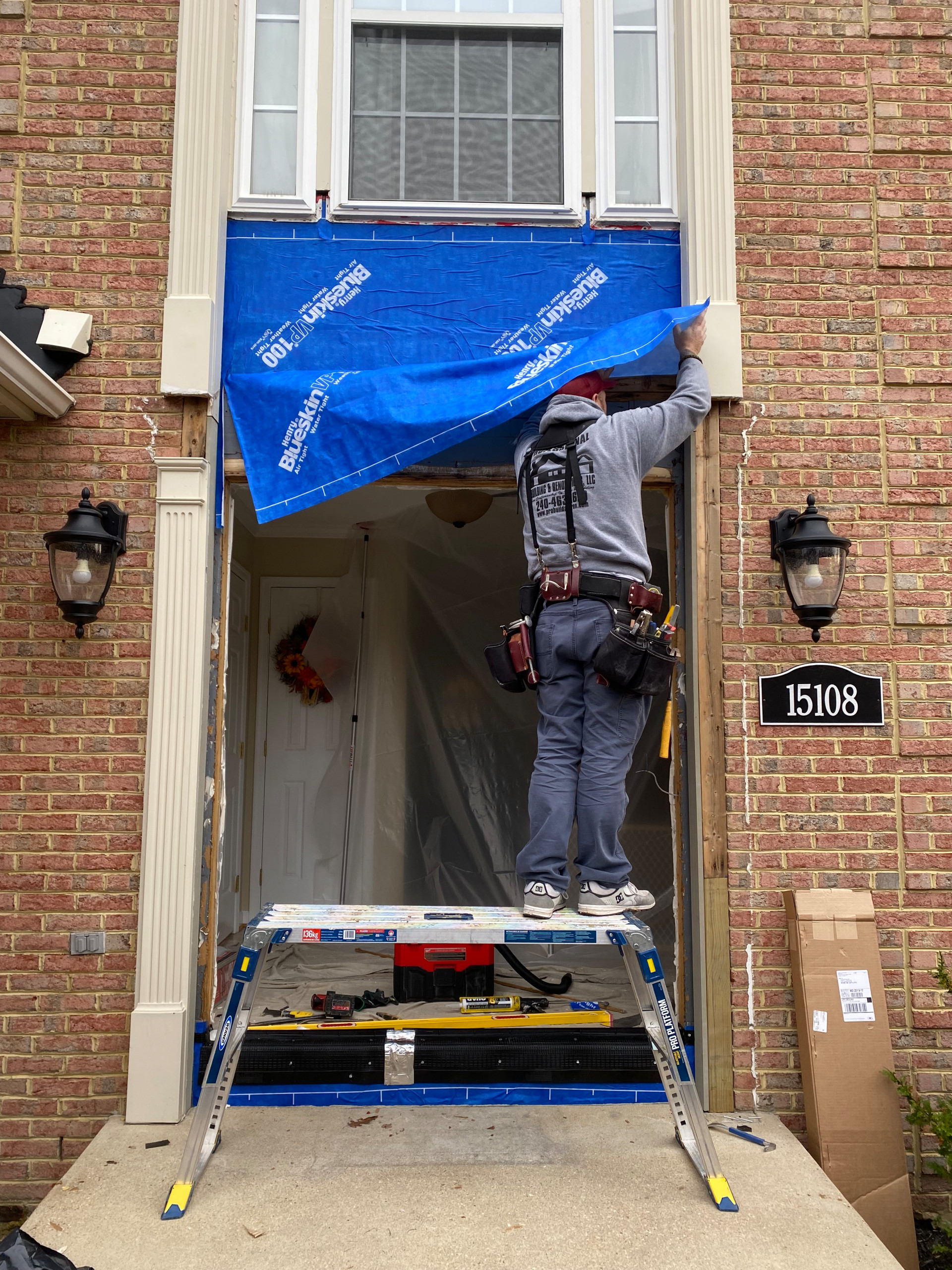 New Bowie 2 lite panel Entrance Door with Exterior Trim Repair