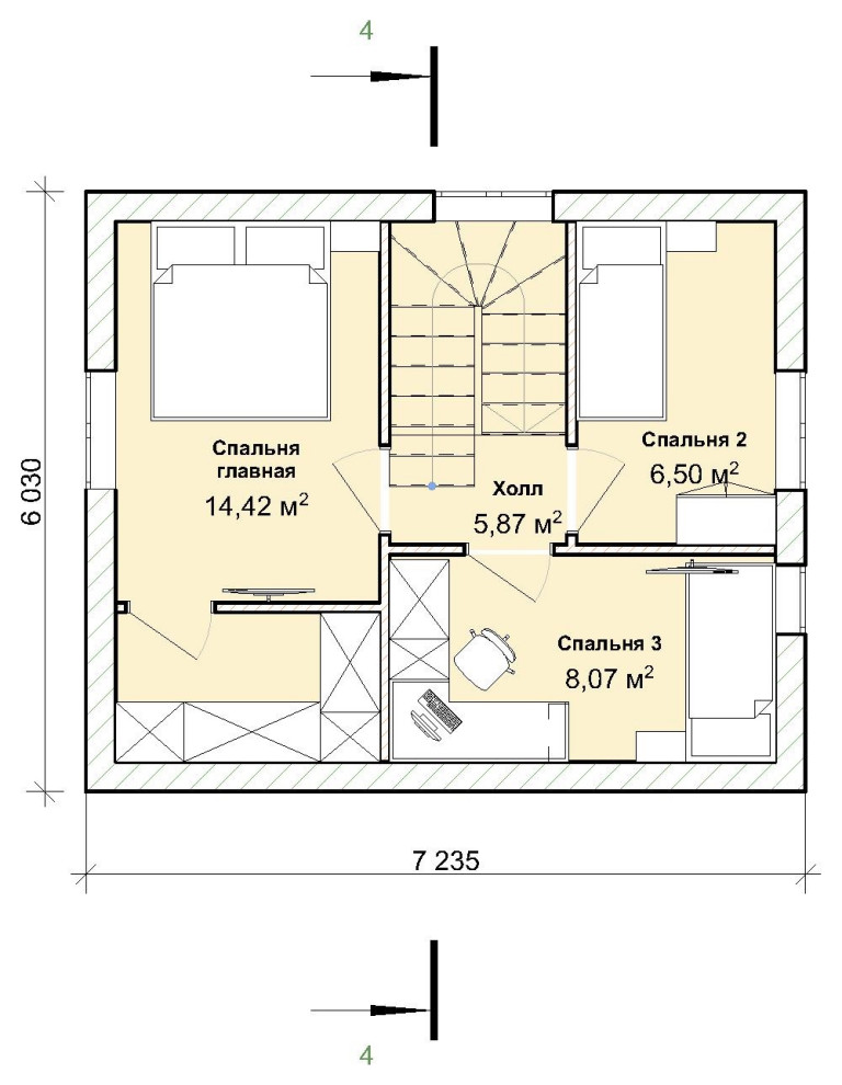 Двухэтажный дачный дом 6*7  105 квадратных метров из газобетона под ключ