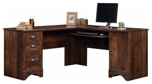Bowery Hill Traditional Engineered Wood Computer Desk in Curado Cherry ...