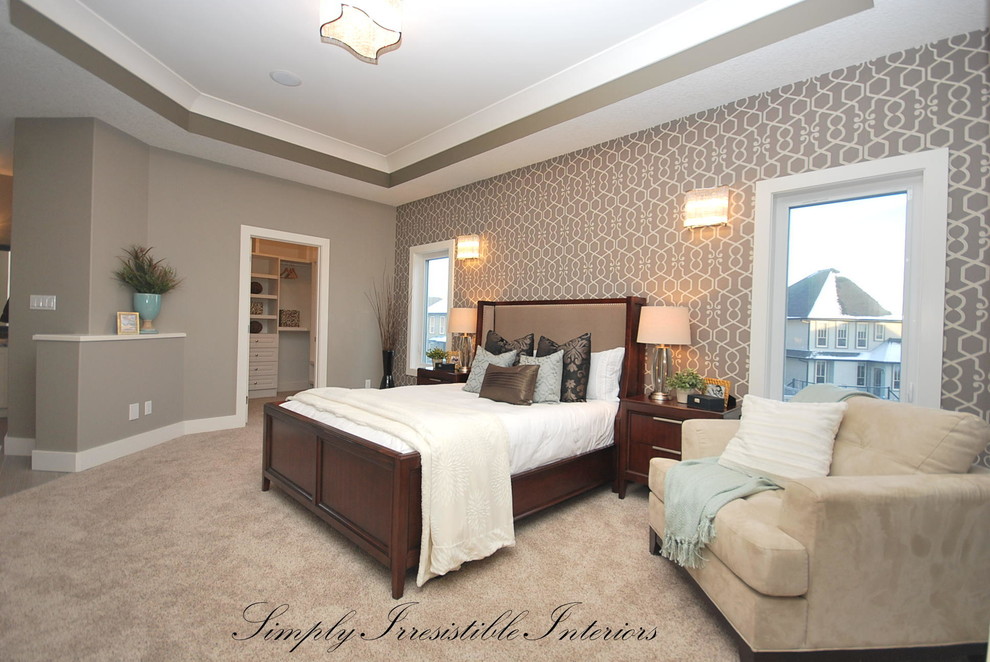 This is an example of a transitional bedroom in Edmonton.