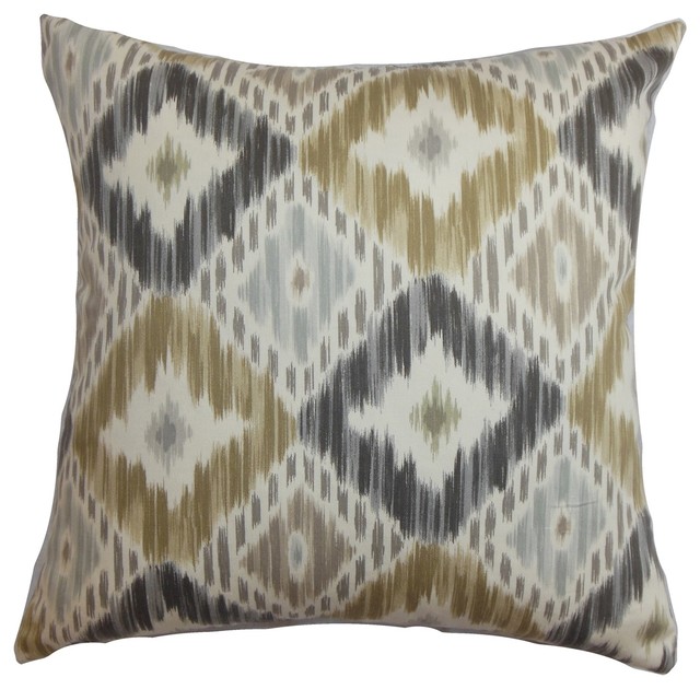 Orana Ikat Pillow Gray Brown - Transitional - Decorative Pillows ... - Orana Ikat Pillow Gray Brown 18
