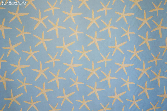 Blue starfish fabric sea star upholstery pastel