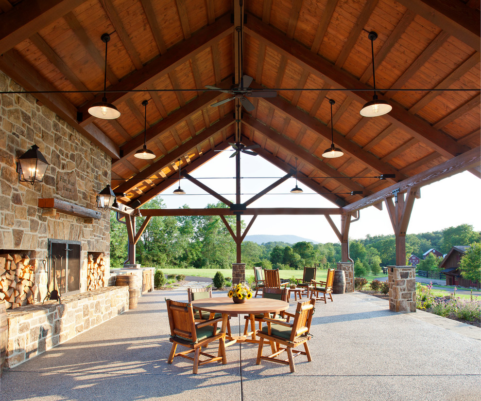 This is an example of a country patio in DC Metro with a fire feature.