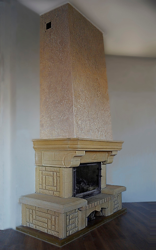 камин с декоративной штукатуркой