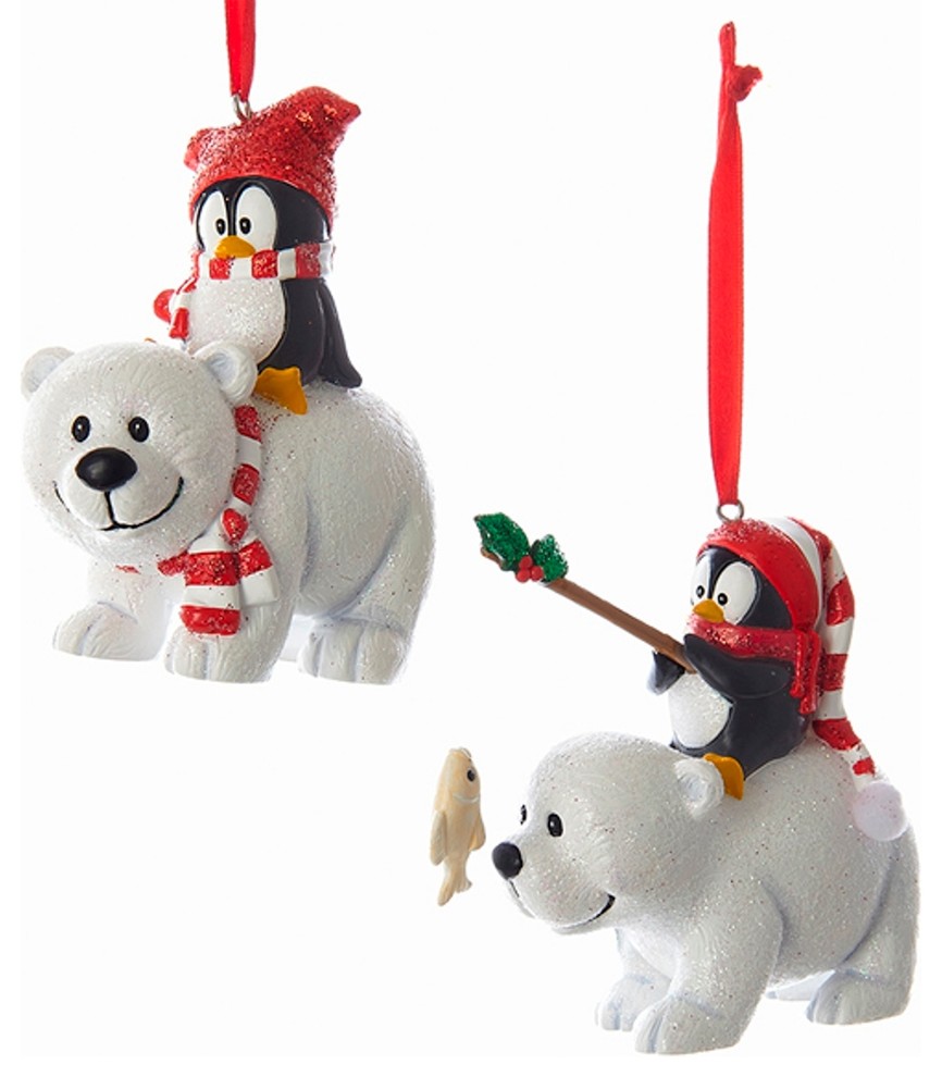 Kurt Adler Penguins on Polar Bears Holiday Ornaments Set of 2 ...