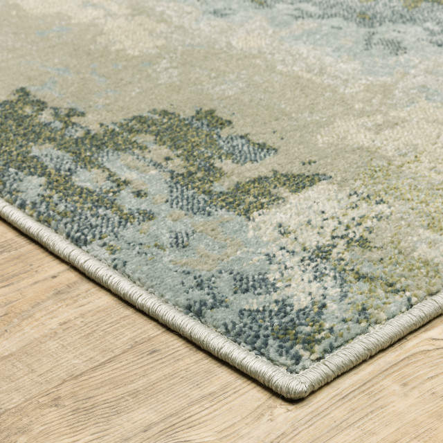 Bastian Contemporary Abstract Blue/ Green Indoor Area Rug, 7'10"x10