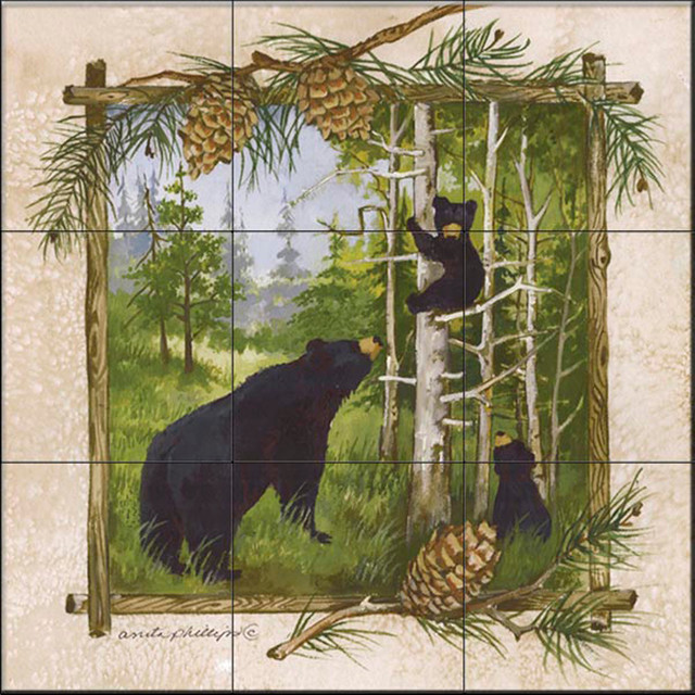 Tile Mural, Bear Family by Anita Phillips