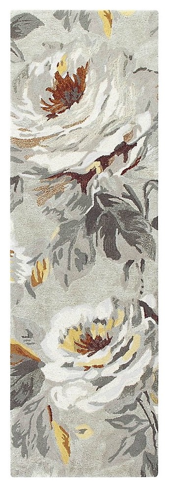Moonlit Bamboo Viscose Wool Hand Tufted Rug, Gray, 2'6"x8' Runner