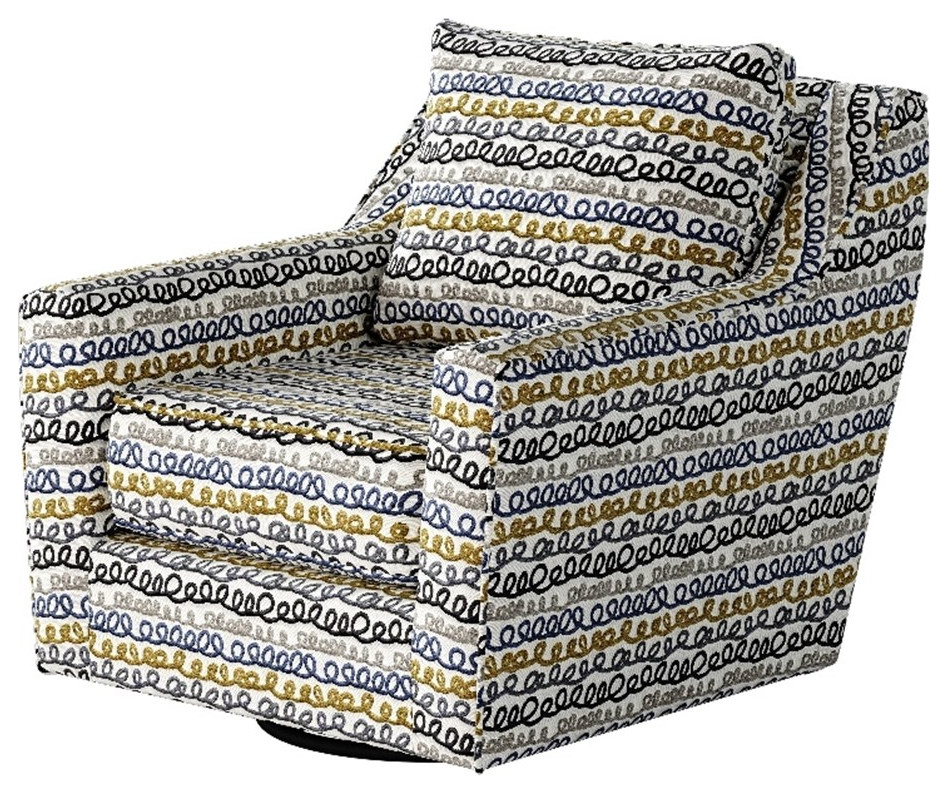 Southern Home Furnishings Jabbared Mystic Swivel Glider Accent Chair in Multi Contemporary