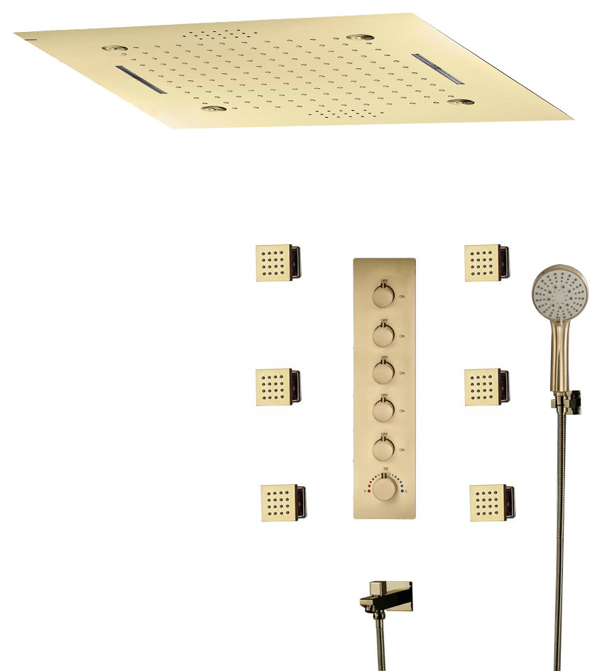 LED Shower System With Body Jets and Hand Shower, Style 3- Touch Panel Light