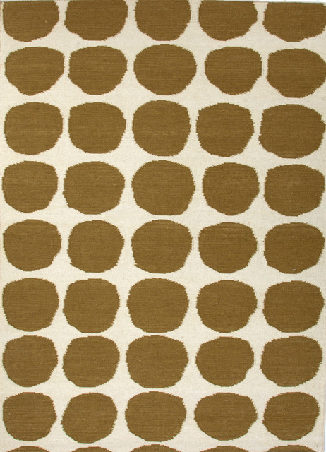 Flat-Weave Geometric Pattern Wool Green/Ivory Area Rug (5 x 8)