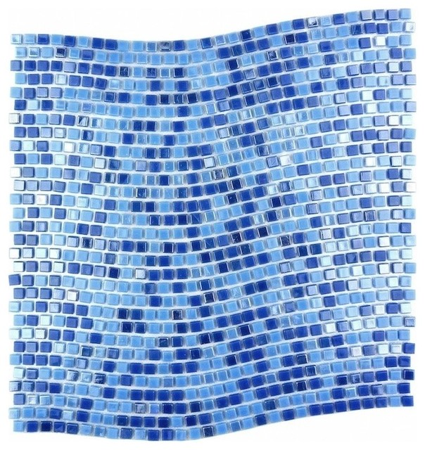 Blue Neptune Wavy Glass Mosaic Tile