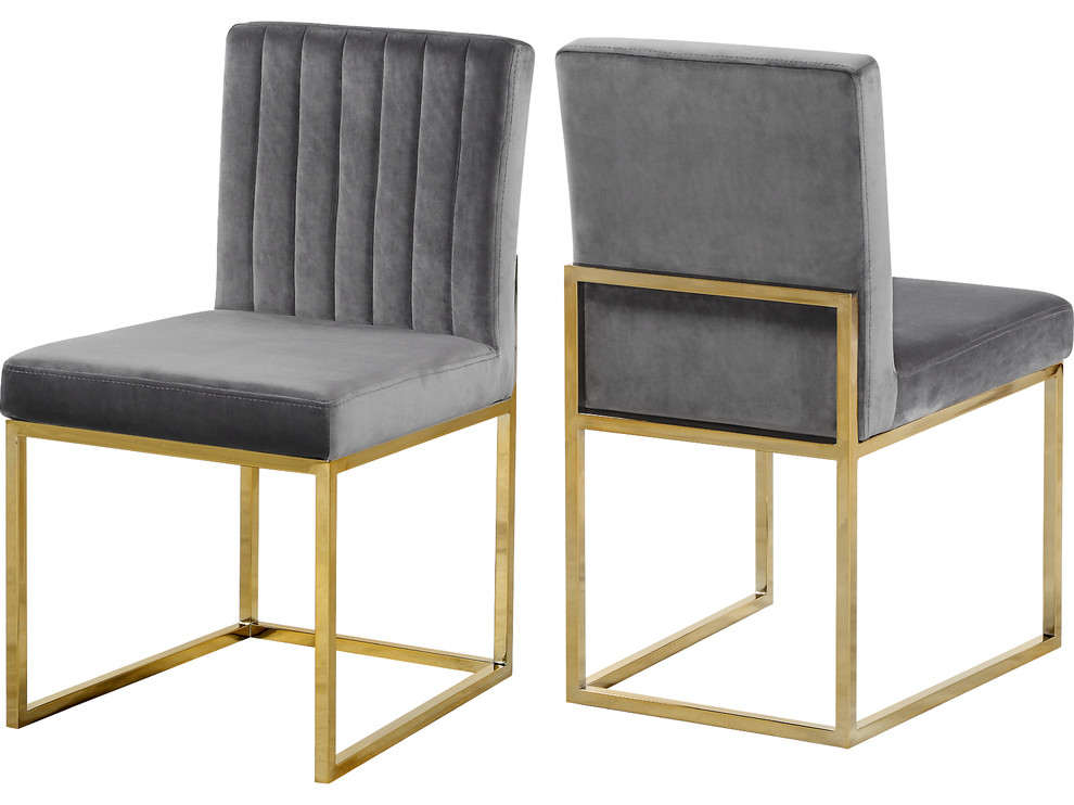 Armaya Velvet Dining Chairs, Set of 2 Contemporary Dining Chairs