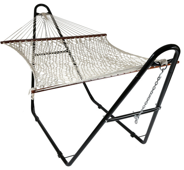 Sunnydaze Cotton Double Wide 2 Person Rope Hammock With Spreader Sunnydaze Cotton Double Wide 2 Person Rope Hammock With Spreader Bars