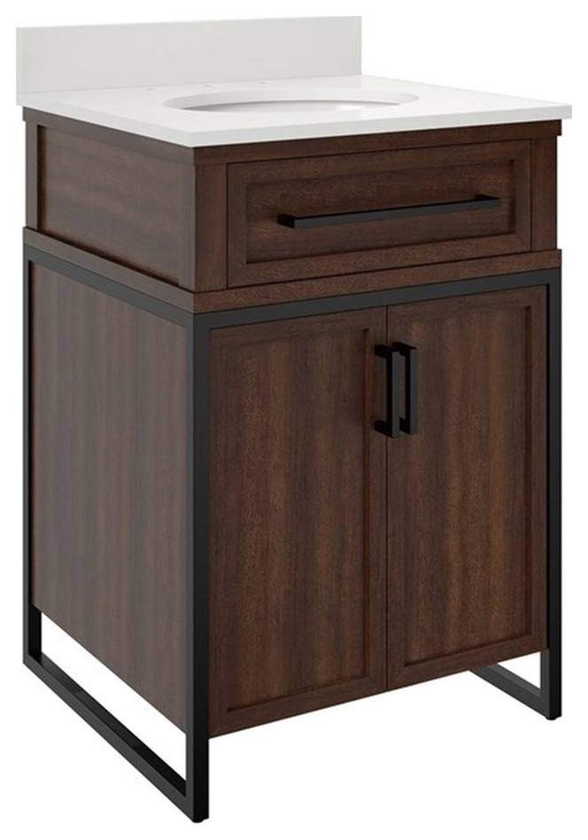 DHP Jamison 24" Industrial Bathroom Vanity with Oval Ceramic Sink in