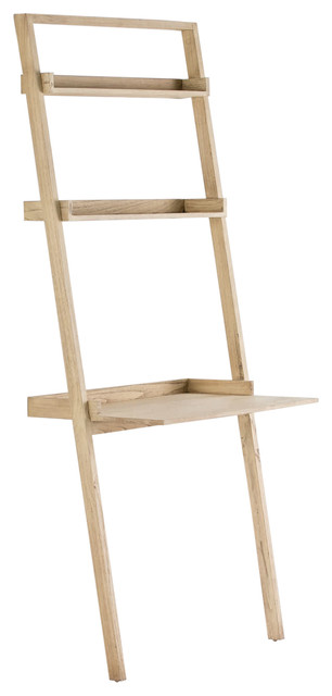 Ladder Wooden Desk With Shelving, Whitewash