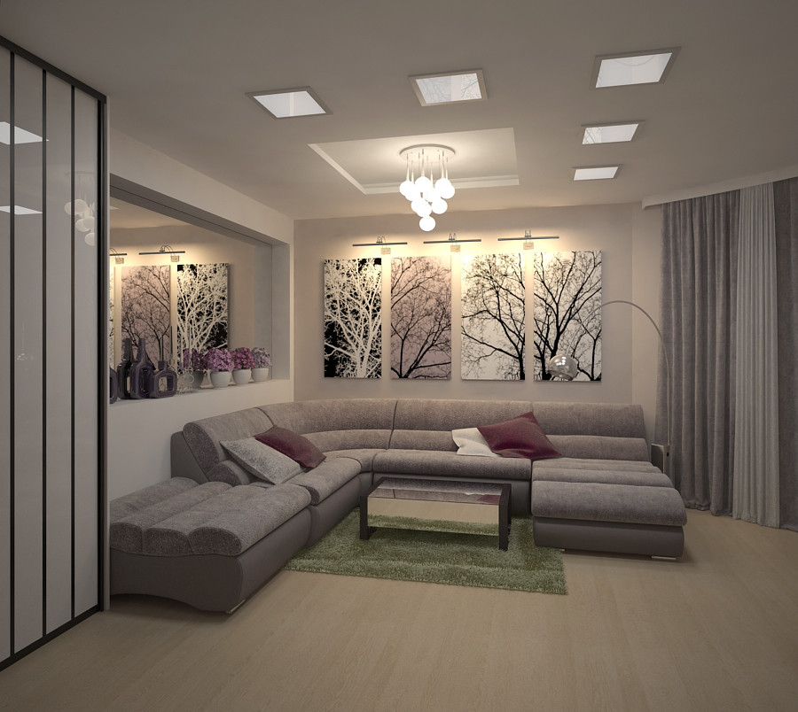 гостиная в однокомнатной квартире