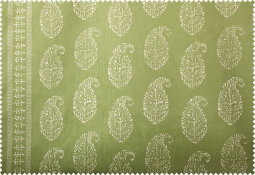 Kashmir Paisley Fabric, Tea/Green