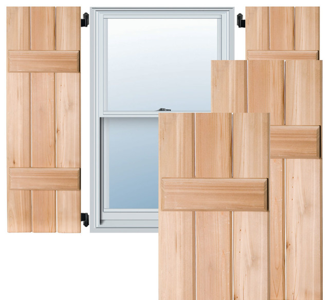 12" x 42" Exterior 3Board Pine BoardnBatten Shutters, Black